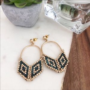 Beaded Boho Gold Drop Earrings